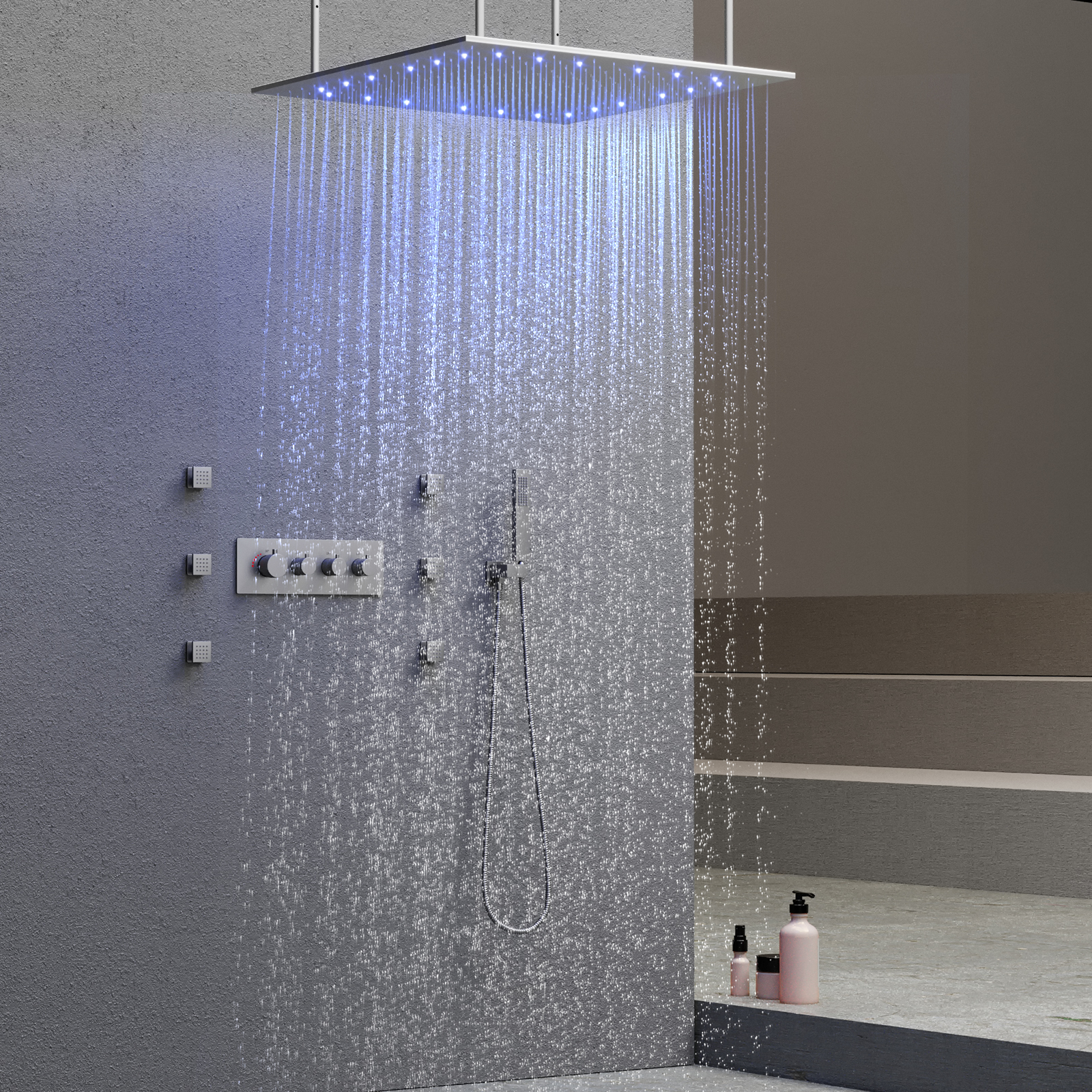 Rain Shower Thermostat Multi-function Led Shower System Blender Set Shower Faucet Set