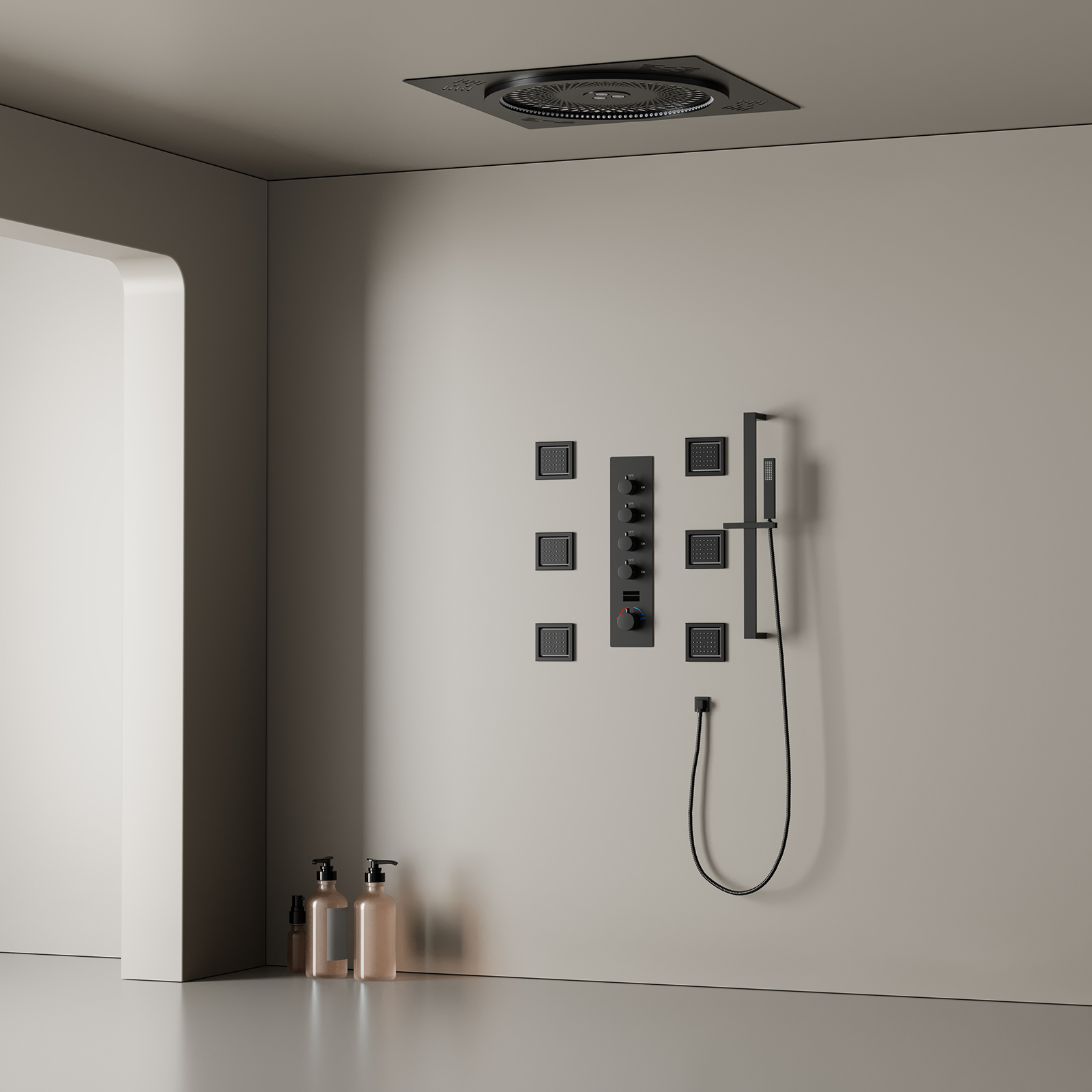 DULABRAHE's New Design Deluxe Digital Display 5-function Shower Head with LED And Music Shower Head Faucet