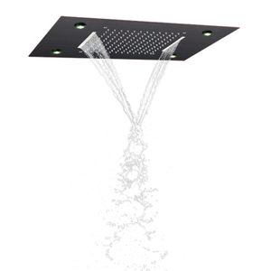 Oil Rubbed Bronze Shower Faucet 50X36 CM LED 3 Color Temperature Changing Bathroom Bifunctional Waterfall Rainfall