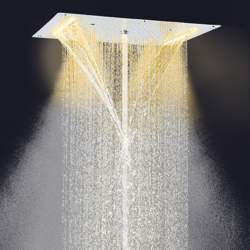 Chrome Polished 70X38 CM LED Top-end Bathroom Shower Head Spa Multi Function Bubble Waterfall Atomizing Rainfall