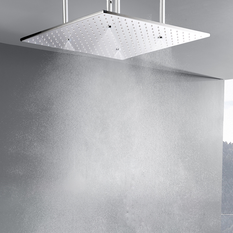Chrome Polished 50X50 CM Shower Mixer Bathroom Rainfall Atomizing Shower Adjustable Shower Head Holder