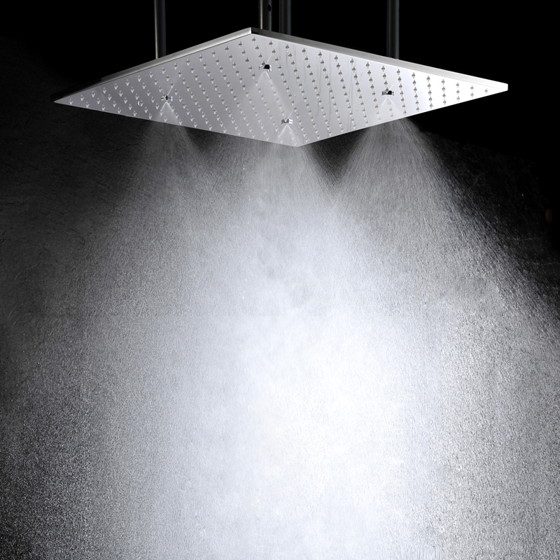 Chrome Polished 50X50 CM Shower Mixer Bathroom Rainfall Atomizing Shower Adjustable Shower Head Holder