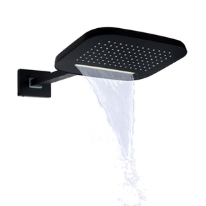 Matte Black 25X20CM Shower Mixer Bathroom Wall Mount Bifunctional Rainfall Waterfall Shower