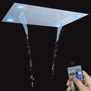 24 X 31 Inch Rain Shower Head With LED Control Remote Panel Stainless Steel 304 Bubble Mist Rain Waterfall Functions