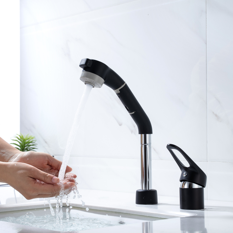 Modern Matte Black High Quality Basin Faucet Bathroom Hot And Cold Faucet Sink Pull Out Faucet