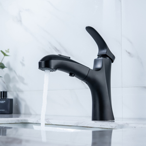 Matte Black Bathroom Faucet Single Handle Basin Mixer Full Out Double Water Functions Head Contemporary Sink Mixer