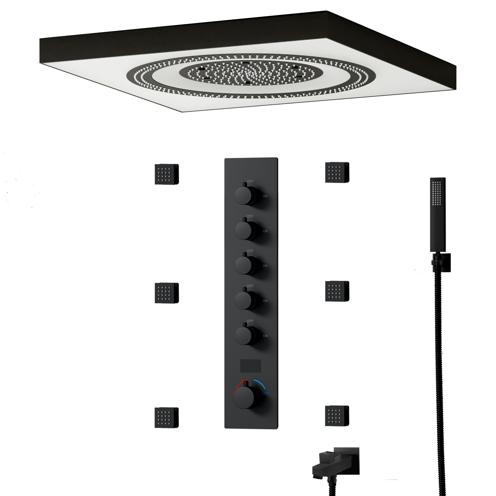 LED Multi-function Hybrid Shower Valve Thermostatic Shower Head Sets