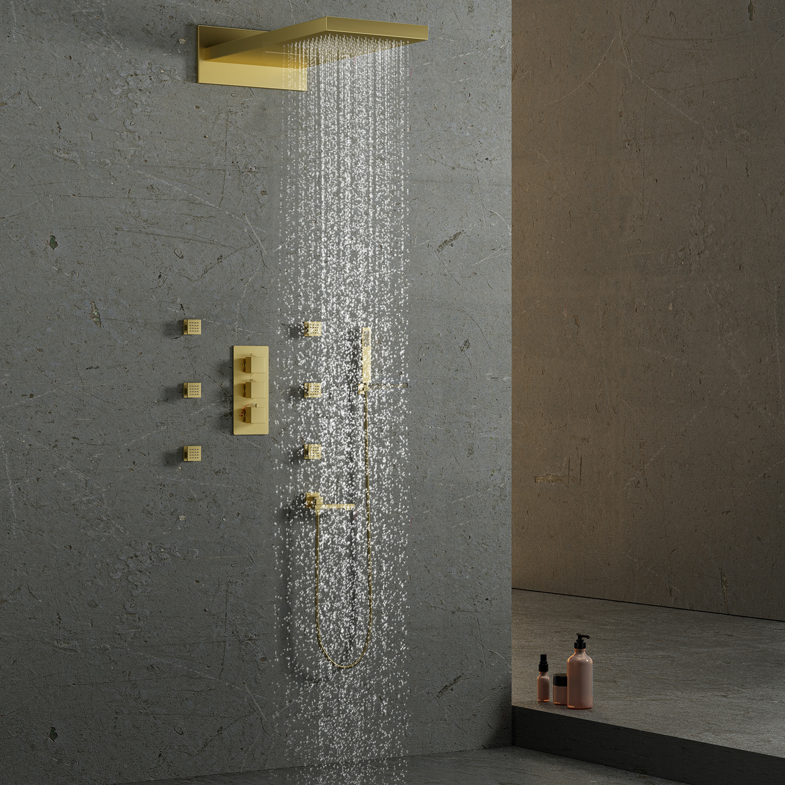 gold shower head set