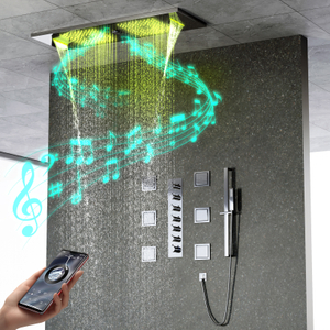 Bath Spa Shower Faucet Rain Waterfall Shower Recessed Ceiling Shower Head Set with Body Jets