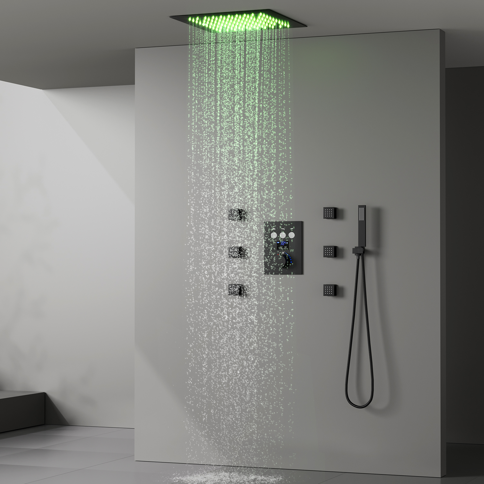 rain shower head led light