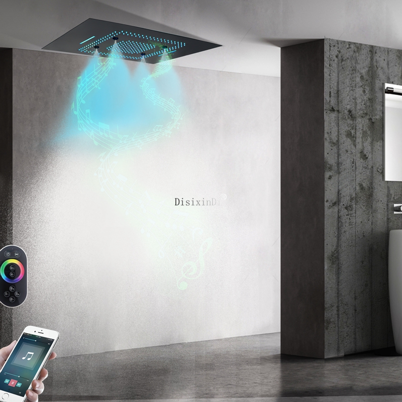 Waterfall LED Shower Head With Music Speakers 600*800mm Ceiling Rain Shower Waterfall Massage Bathroom Shower Mixer
