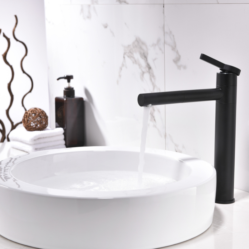 Matte Black Bathroom Basin Faucet Hot And Cold Luxurious Sink Tap Health Materials