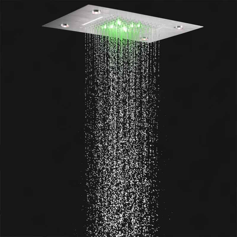 Fashion Brushed Nickel 50X36 CM Rain Shower Mixer LED 7 Colors Bathroom Bifunctional Waterfall Rainfall Systems