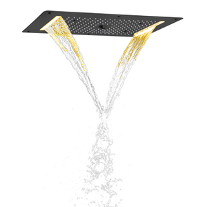 Matte Black 70X38 CM LED Top-end Bathroom Shower Mixer Waterfall System Multi Function Shower