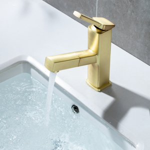 Brushed Gold High Quality Pull Out Faucet Basin Faucet Bathroom Hot And Cold Faucet Sink