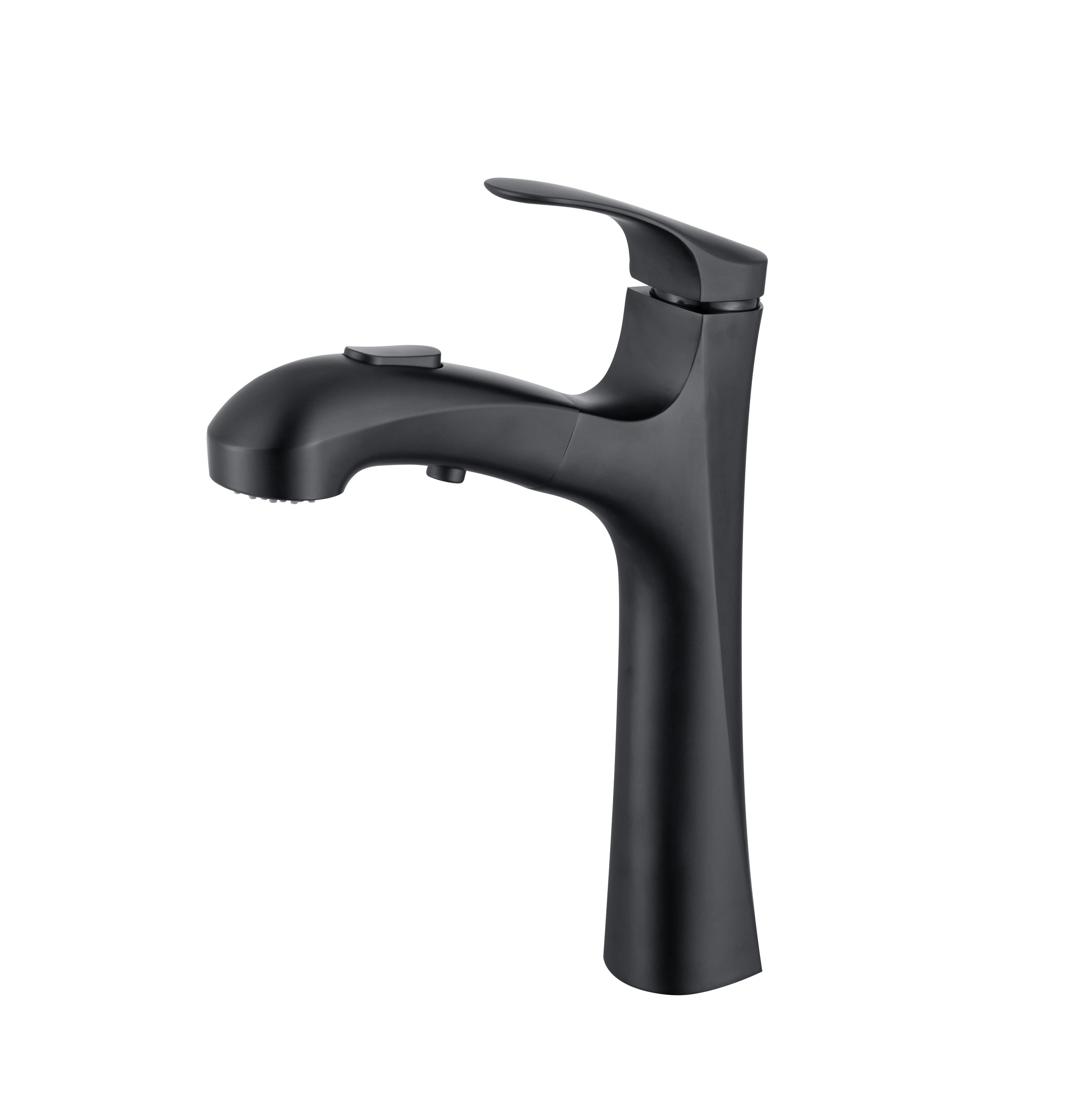 Single Handle Matte Black Basin Taps Sink Bathroom Easy Pull Out Water Tap