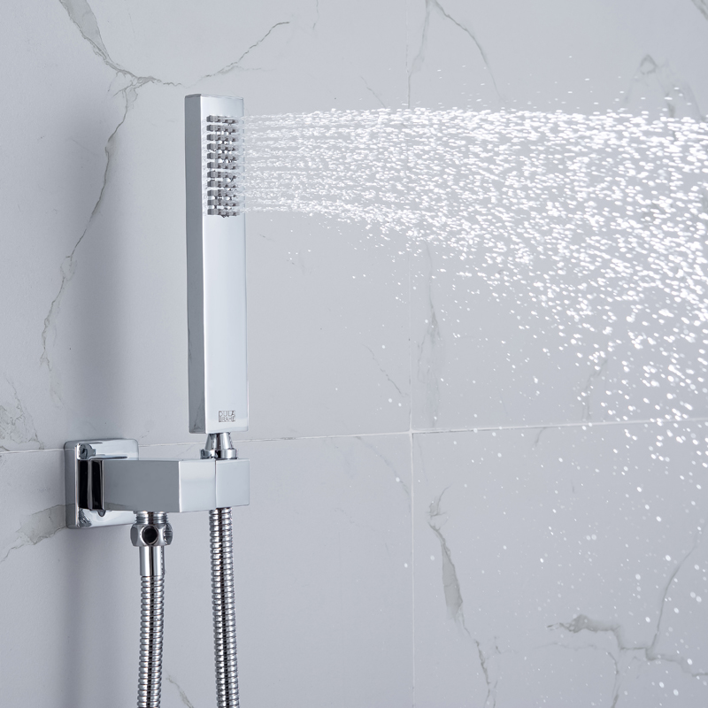 Chrome Thermostatic Rain Shower Head Set 14 X 20 Inch LED Modern Bathroom Rainfall Shower System