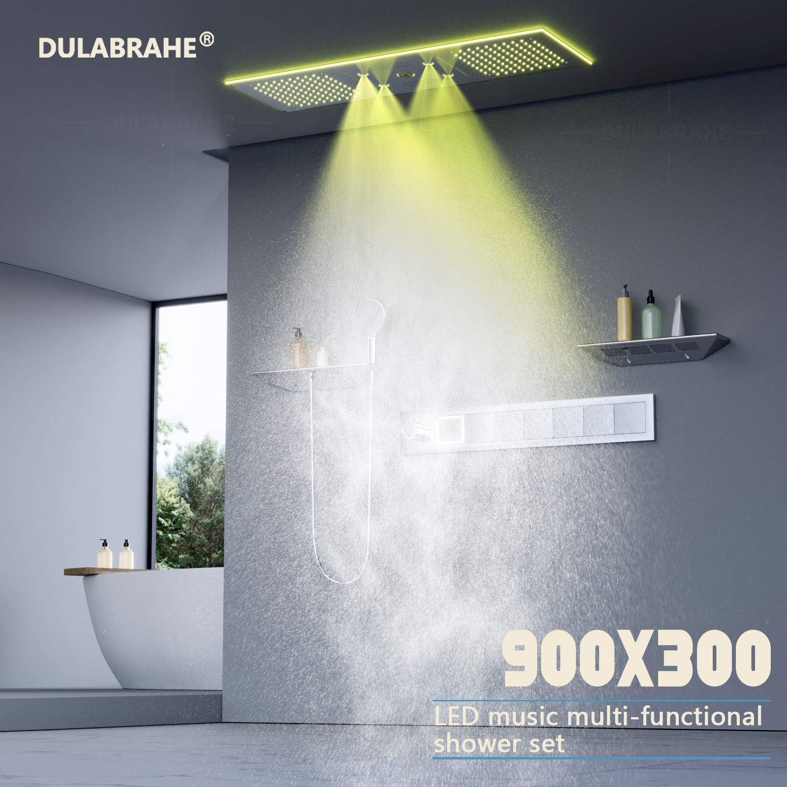 led light shower head with speaker