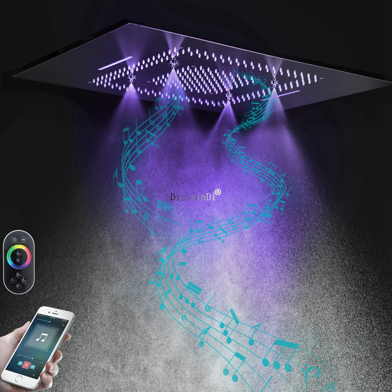 Bathroom Music Shower Head LED Lights 304 SUS Top Showerhead Embedded Ceiling Mounted Shower System