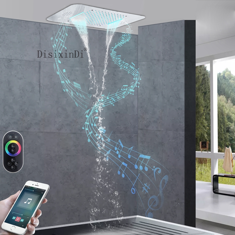 Bathroom Luxury Colorful LED ShowerHeads Shower Ceiling Square SUS304 58*38cm Music Chrome Polished Shower Head