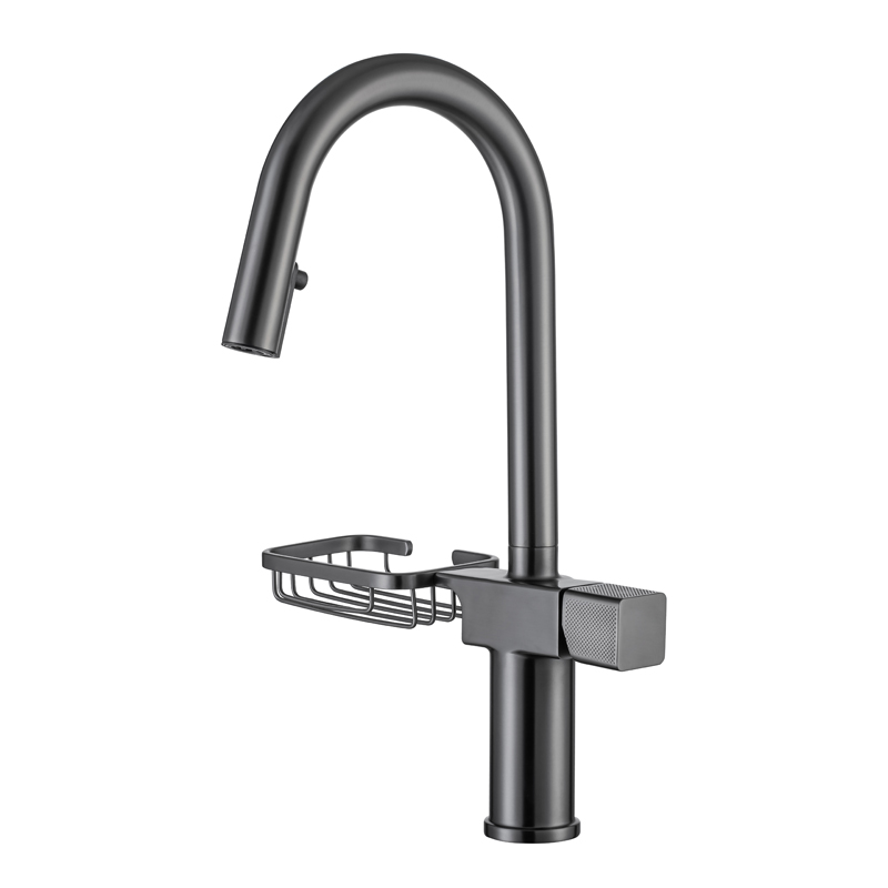Gun Gray Contemporary Fashion Basin Sink Kitchen Faucets Multifunctional Pull Out Single Handle