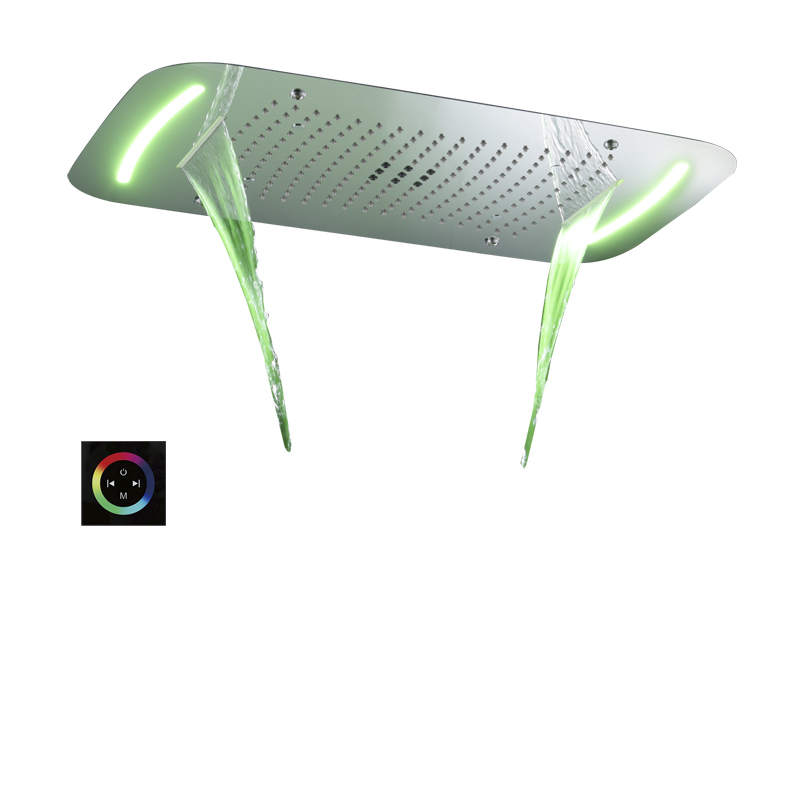 Chrome Polished 71X43 CM Shower Faucets With LED Control Panel Bathroom Massage Shower Waterfall Atomizing Bubble Rain