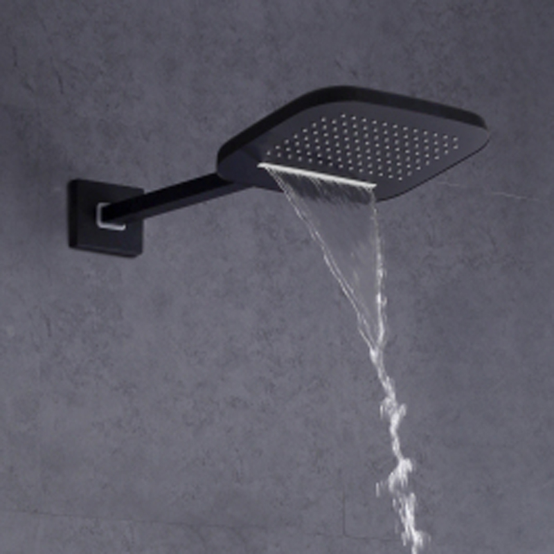 Matte Black 25X20CM Shower Mixer Bathroom Wall Mount Bifunctional Rainfall Waterfall Shower
