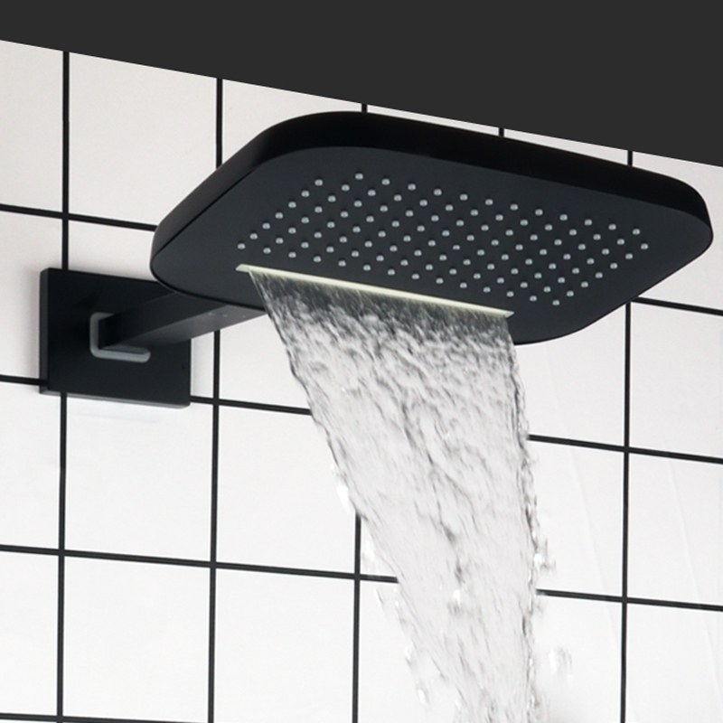 Matte Black 25X20CM Shower Mixer Bathroom Wall Mount Bifunctional Rainfall Waterfall Shower