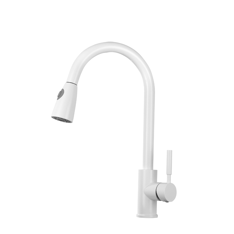 Brushed Nickel Contemporary Luxury Sink Bifunctional Kitchen Faucets Pull Out Single Handle