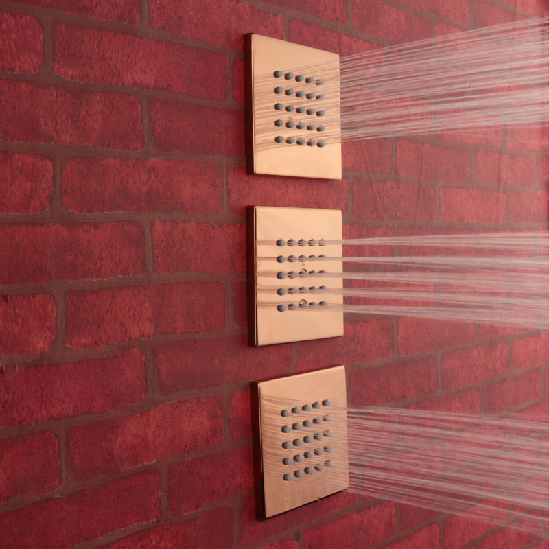 Rose Gold Bathroom Accessories Shower Mixer 4 Inch Side Spray Shower In-Wall Installation