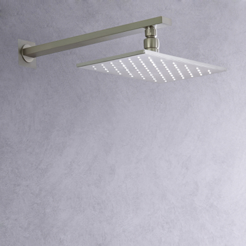 Brushed Nickel 28X18CM Shower Head LED 3 Color Temperature Changing Bathroom Wall Mount Rainfall Shower
