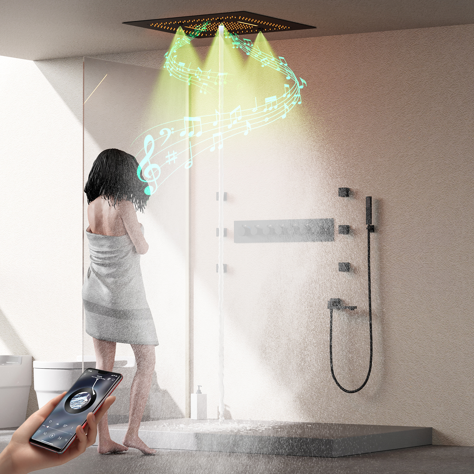 led shower head rainfall