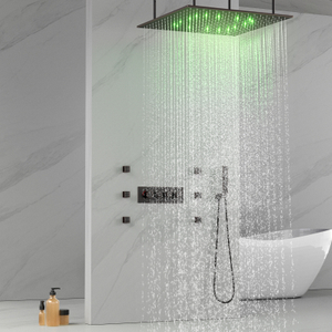 Oil Rub Bronze Multifunctional Music Ceiling Mount Shower Head Valve LED Shower Rain Shower Tank Shower Faucet