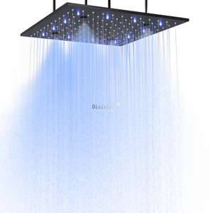 Matte Black 16 Inch 304 Stainless Steel LED Shower Head Bathroom Rain Mist LED Color Changing Shower Head