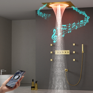 Popular Ceiling LED Shower Head Set Smart Music Shower Head Faucet Rain Water Column Shower System